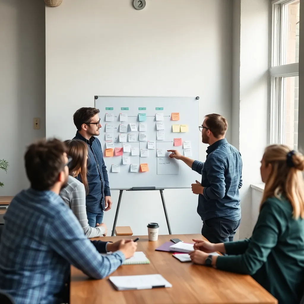 Agile projectmanagement sessie in een Nederlands technologiebedrijf